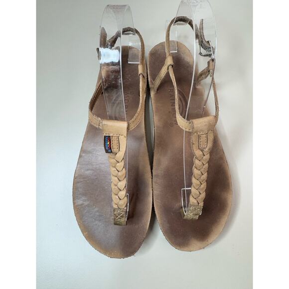 Rainbow Womens T-Street Braided Leather Sandals L 7.5 - 8.5 Brown Beachy Boho - Picture 2 of 12